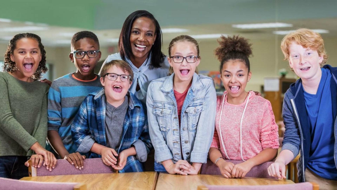 children with their teacher